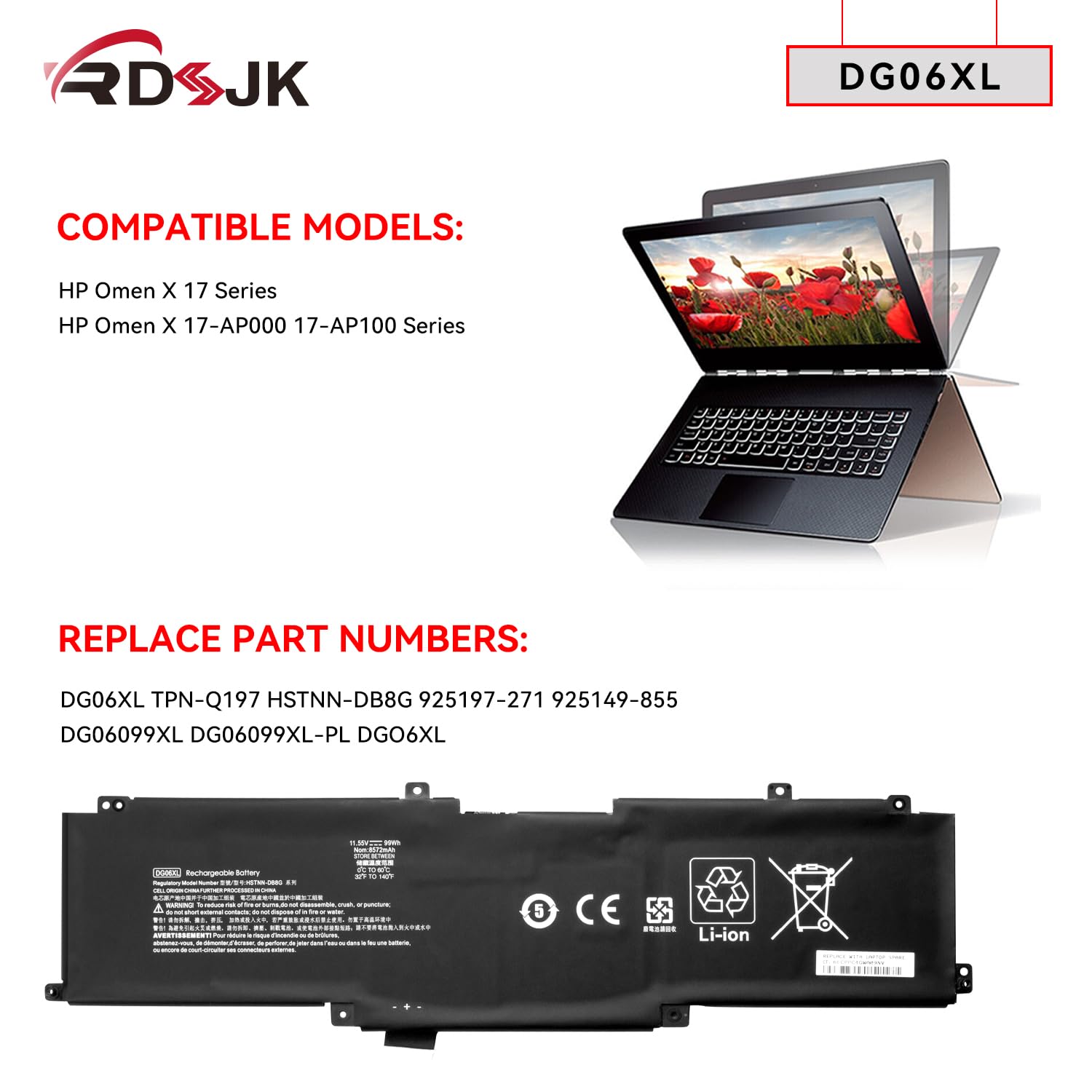 Amazon.com: DG06XL Laptop Battery for HP Omen X 17 17-AP000 17